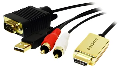Obrázek produktu pro LogiLink CV0052A, 2 m, HDMI, VGA (D-Sub) + RCA, Samec, Samec, Zlato