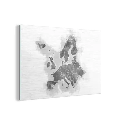 Obrázek produktu pro MuchoWow® Obrazy na skle - Nástěnné obrazy - Fotografie na skle Mapa - Evropa - Černobílá 60x40cm Nástěnná dekorace ze skla - akrylová malba na sklo - akrylové