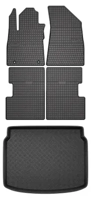 Image de Tapis en caoutchouc + bac de coffre pour MG ZS II 2024- (plancher réglable, position haute) – 5 pièces, noirs, sur mesure