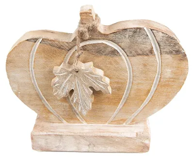 Zdjęcie produktu dla Clayre & Eef Dynia dekoracyjna 29x6x22 cm brązowo-białe drewno