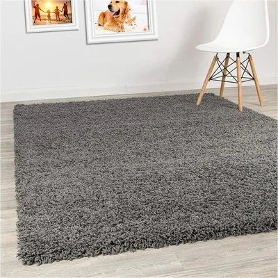 Productafbeelding van Famanu vloerkleed, 120 x 160 cm - donkergrijs - geschikt voor eetkamer en slaapkamer