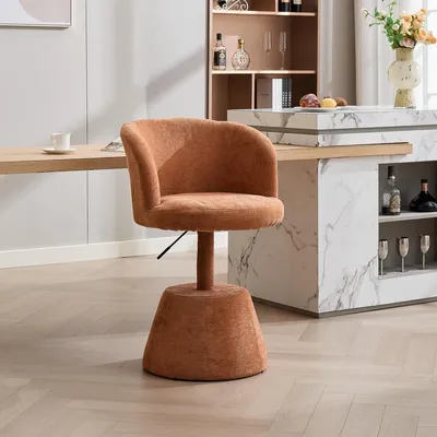 Produktbild von Barhocker um 360° Drehbarer Höhenverstellbarer Tresenhocker Bistrohocker Esszimmerstuhl für Küche & Bar Orange