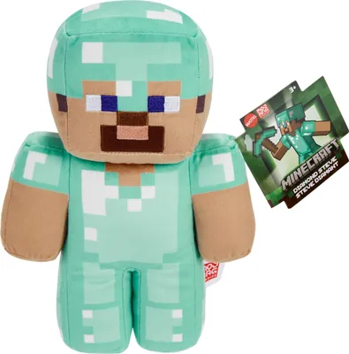 Produktbild von Minecraft Diamond Steve Plüschfigur, ca. 20 cm große, weiche Puppe zum Sammeln, vom Videospiel inspiriert, Cartoon-Figur, 3 Jahr(e)