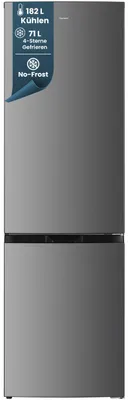 Produktbild von homeX Kühlschrank mit Gefrierfach No Frost, Kühl-Gefrier-Kombination freistehend, groß - 253 Liter, silber, CFSN2531C-S