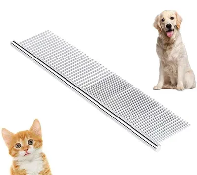 Produktbild von Großer Hundekamm – Fellkamm – Hundekamm – Katzenpflege – Fellkamm – Stahl – 25 cm – 2 Stück – grober und feiner Kamm – CHPN