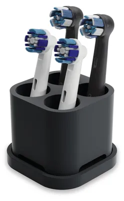 Imagen del producto de Soporte para cepillos de dientes - 4 plazas - Silicona - Negro - Para cepillos de dientes eléctricos y manuales