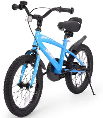 18 Zoll Kinderfahrrad, verstellbarer Sattel, Stützräder, Blau