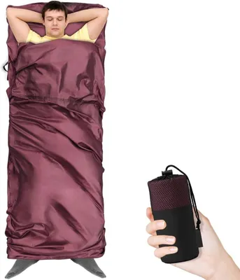 Produktbild von Schlafsack – Für Camping und Reisen – Ultraleicht und tragbar – 220 x 80 cm – Weinrot
