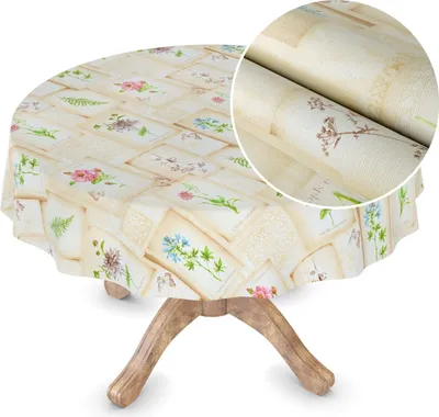 Produktbild von Tischdecke Wachstuch Premium Blumen Gelb Robust Wasserabweisend Rund 120 cm