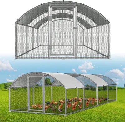 Immagine prodotto di Pollaio Izrielar 3x8x2m con tetto ad arco Pollaio per piccoli animali recinto per piccoli animali voliera gabbia per polli ruspante pollaio zincato