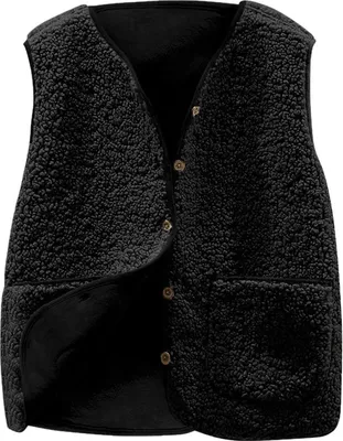 Produktbild von Universalweste Damen Fleecejacke V-Ausschnitt Knopf Teddybär Fleece ärmellos Kurzarm Winter Warme Weste Outdoor Winterjacke Zottelige Weste Übergangsjacke Felljacke