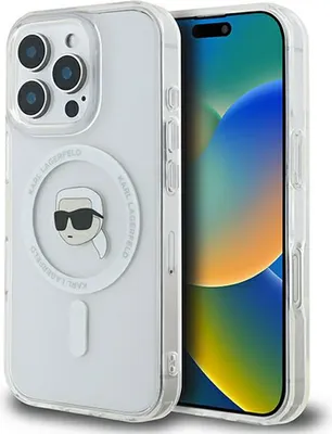 Immagine prodotto di Karl Lagerfeld Klhmp16Lhlskih Iphone16 Pro 6.3 Biały/Bianco Custodia rigida Iml Metallo Karl Head Magsafe