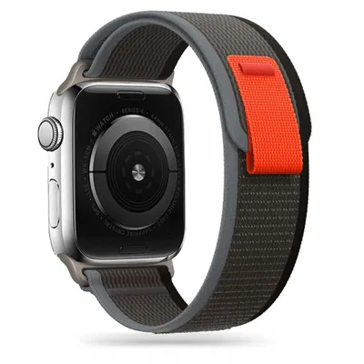 Produktbild von Pasek Tech-Protect Nylon na Apple Watch 4 / 5 / 6 / 7 / 8 / 9 / SE / Ultra 1 / 2 (42/44/45/49 mm) - czarno-pomarańczowy