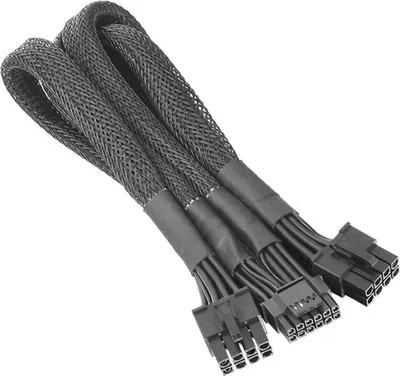 Produktbild von Sleeved PCIe Gen 5 Splitter Kabel (schwarz, 60cm)