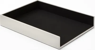 Produktbild von Briefablage Büro Echtes Leder Weiß cm 32 x 24.2 x H.5 - Ablagefächer Papierablage Ablagekorb A4 - Hergestellt in Italien