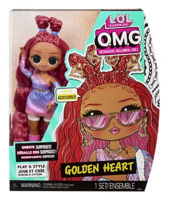 Produktbild von MGA LOL Überraschung OMG DULL CORE Serie 7 Goldenes Herz Puppe, 25 cm, Modell 588511/588498, Kunststoff & Textil, Mehrfarbig, Bewegliche Gliedmaßen, Modepuppe, Alter ab 4 Jahren, inkl. Handtasche, Bürste, Ständer, Zubehör, Dunkler Teint, lange rote Haare, braune Augen, Verpackung 254x69,9x304,8 mm (BxTxH)