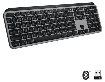 Produktbild von Logitech 920-009553, Volle Größe (100%), Kabellos, RF Wireless + Bluetooth, QWERTZ, Grau