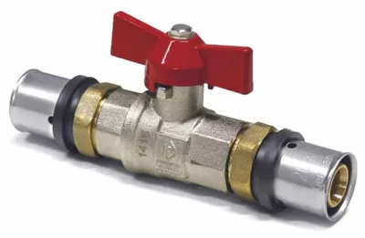 Image de Robinet à Boisseau Sphérique Pressfitting 16mm en Laiton Rouge