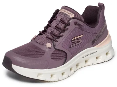 Immagine prodotto di Scarpe da ginnastica da donna Skechers Glide-Step Pro, colore prugna, tomaia in mesh con dettagli in materiale sintetico color pesca, taglia 38.5