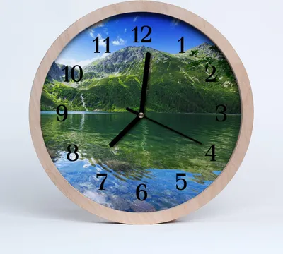 Produktbild von Holzuhr 30fi cm wanduhr - Bergsee Landschaft