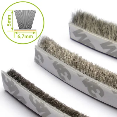 Produktbild von 3M™ Bürstendichtung Dichtungsbürste Türdichtung Türbürste selbstklebend 6,7x5mm Grau 5 Meter