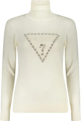 Produktbild von Eleganter Weißer Damenpullover mit Rollkragen und Strassakzenten