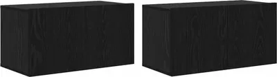 Image de Ensemble meuble TV 2 pcs Noir 60 x 30 x 30 cm Bois d'ingénierie