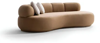 Produktbild von Brauner 3-Sitzer-Sofa Wohnzimmer-Sofa Gebogenes Sofa Wohnzimmermöbel