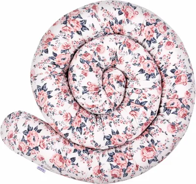 Produktbild von Bettschlange 300 cm [100% Baumwolle - Roses] Bettumrandung Bettrolle Babybettschlange 3m