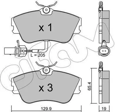 Produktbild von CIFAM Bremsbeläge Satz Vorne Bremsklötze für VW Transporter IV Bus (70B, 70C, 7DB, 7DK, 70J, 70K, 7DC, 7DJ) 822-164-1
