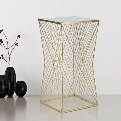 Image de Samia - Table Basse, 50x50x100h cm Transparent, Détails Formes Géométriques