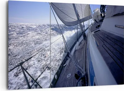 Produktbild von Bild auf Leinwand - Leinwandbild - Boot Ozean Reise Yacht - 165x110cm - Wand Bild - Wanddeko - Leinwanddruck - Bilder - Kunstdruck - Wanddekoration - Leinwand bilder - Wandkunst - CE165x110-0373