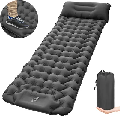 Produktbild von Camping-Isomatte mit Kissen, eingebauter Pumpe, ultraleichte, aufblasbare Isomatte, wasserdichte Camping-Luftmatratze fuer Rucksackreisen, Wandern, Zelt, Reisen