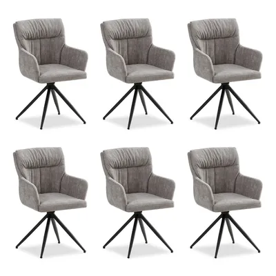 Produktbild von Homestyle4u 6 Polsterstühle drehbar Leinen Grau Esszimmerstühle Polstersessel Armlehnenstuhl