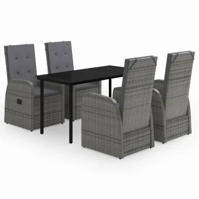 Produktbild von vidaXL 5-tlg. Garten-Essgruppe mit Kissen Grau