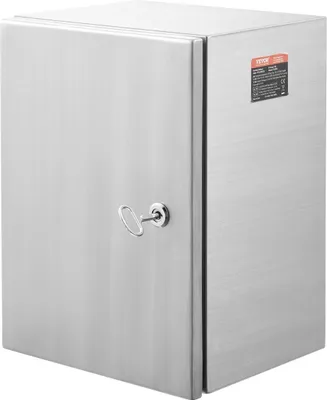 Obrázek produktu pro Ocelová elektrická skříň, 16" x 12" x 10", elektrická skříň z nerezové oceli 304, nástěnná venkovní skříň pro elektrická a elektronická zařízení s montážní deskou, panty a zámkem, vodotěsnost IP66