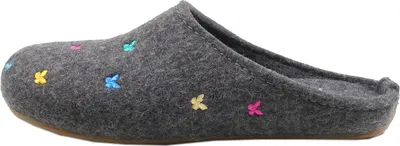Produktbild von Haflinger Damen Hausschuh Pantoffel Wollfilz Stickerei Everest Farfalline 484014, Größe:42 EU, Farbe:Grau