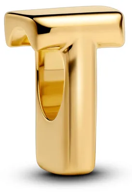 Imagen del producto de Charm Pandora para mujer, letra "T" del alfabeto, chapado en oro de 14 quilates, modelo 763966C00