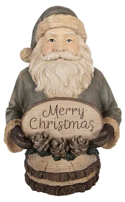 Produktbild von Clayre & Eef Weihnachtsdekorationsfigur Weihnachtsmann 21x16x31 cm Beige Kunststoff
