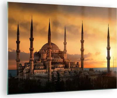 Produktbild von Bilder auf glas - Sonnenuntergang istanbul türkei reise - 70x50cm - Glasbilder - Wandbilder - Kunstdruck - Wanddekoration aus Glas - Glas Bilder - Wandbild auf Glas - GAA70x50-2846
