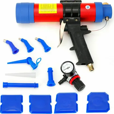 Image de 310ml Distributeur pneumatique de cartouches Presse à cartouches pneumatique Pistolet à colle pour verre Pistolet à cartouche de silicone pour verre Assembler Etanchéité Monter Carreaux Réparer