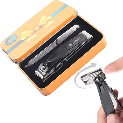 Image de Coupe-ongles 360° tête rotative Set de 2 pièces Acier inoxydable