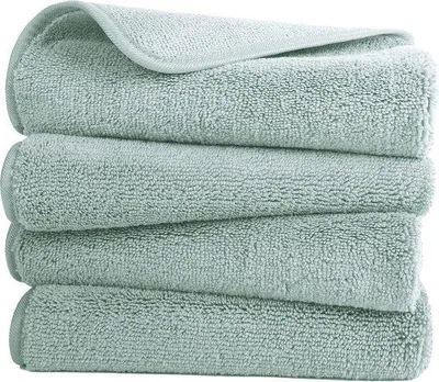 Produktbild von Unyqoos® Mikrofaser-Handtücher – schnelltrocknend, fusselfrei, 4er-Set, Grün, 40,64 x 76,2 cm, leicht & kompakt, mit Aufhängeschlaufe