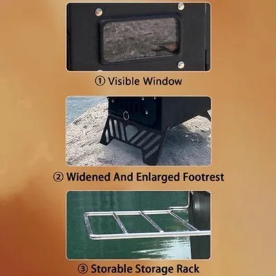 Produktbild von Campingkocher, rauchfrei – Tragbarer Holzofen – 6,73 kg Gewicht – Aus Kohlenstoffstahl – Für Camping, Wandern, Angeln
