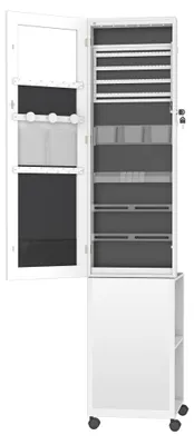 Immagine prodotto di Scatola per gioielli - Specchiera - Organizer - Armadietto per accessori - Con serratura e ruote