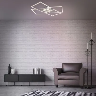 Zdjęcie produktu dla Lampa sufitowa LED BRILONER FRAME, ściemniana stopniowo, obrotowa, ciepłe białe światło, funkcja pamięci, kolor srebrny, 72,4 x 72,4 x 8 cm