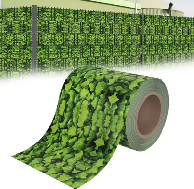 Obrázek produktu pro UISEBRT 70m x 19cm PVC fólie na ochranu soukromí pásy na ochranu soukromí dvojitý plot fólie na ochranu soukromí dvojitý plot se 40 upevňovacími sponami 450g/m² větrný plot velký list zelený