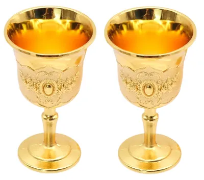 Image de Verres à vin vintage, couleur or, lot de 2, décoratifs, pour la cuisine
