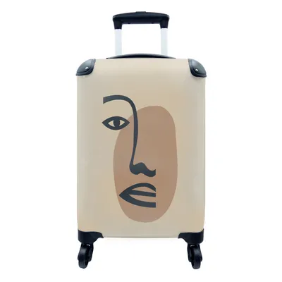 Produktbild von MuchoWow® Koffer Handgepäck Trolley Rollkoffer Kleine Reisekoffer mit 4 Rollen - Pastell - Porträt - Gesicht - Cabin Size < 55x40x23 cm & 55x40x20 cm - Fotokoffer - Kabinenkoffer - Boardgepäck - Reise-Box - Reisekoffer - Reisegepäck - Koffer mit Bild - Trolley für Kinder