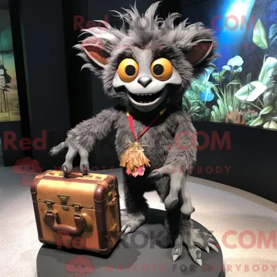 Productafbeelding van Aye-Aye REDBROKOLY mascottekostuum gekleed met een rompertje en aktetassen